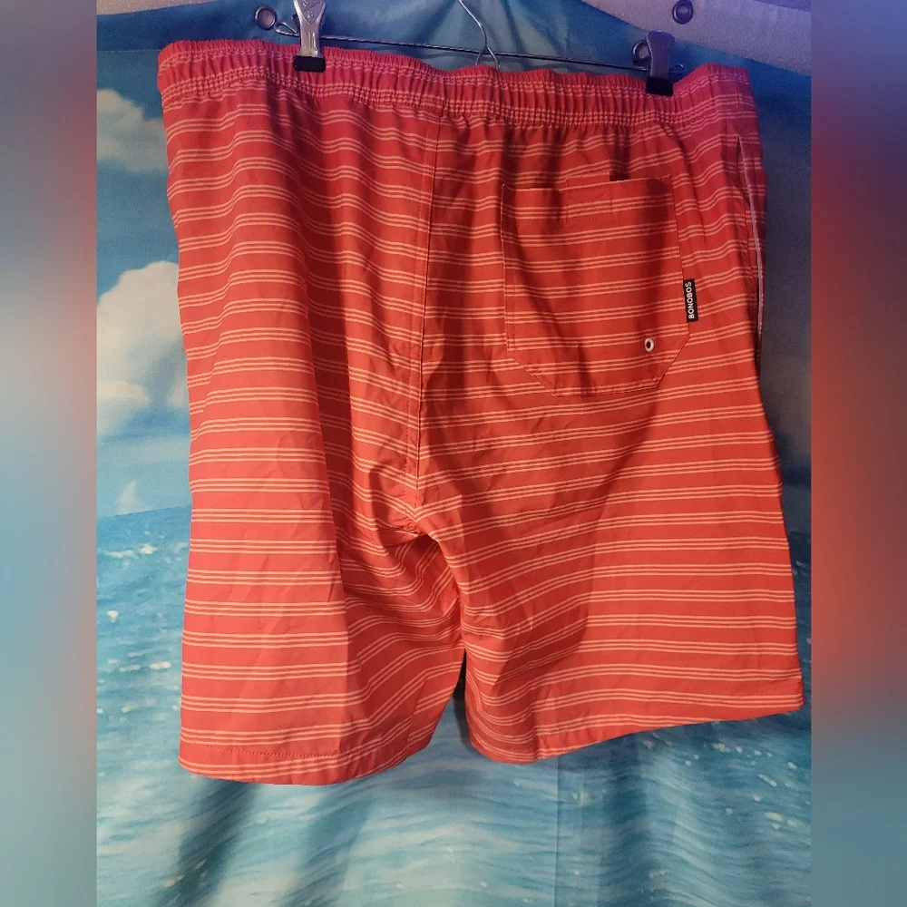 Bonobos NWOT Men's Red/Orange Striped Lined Swim Shorts Size‎ Large